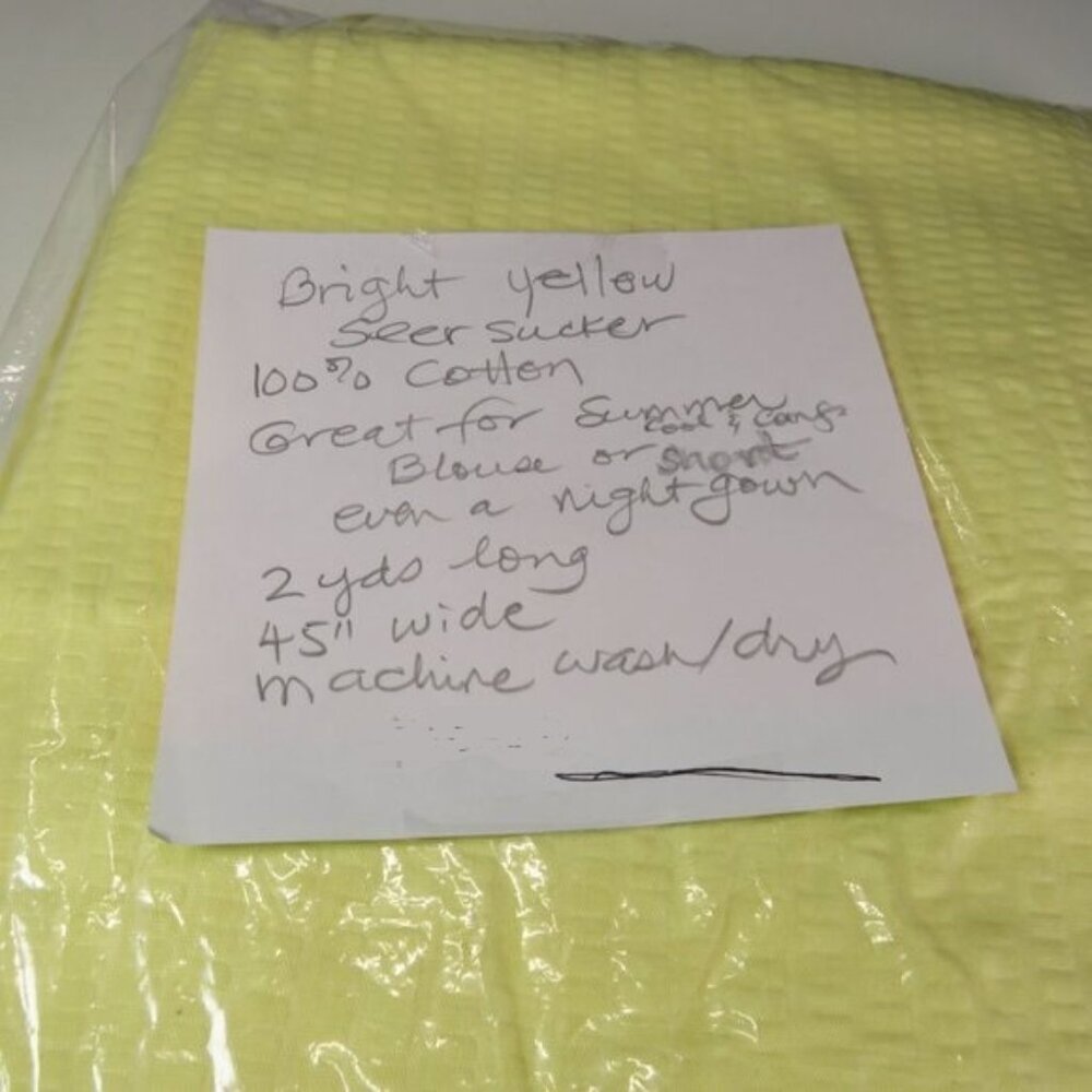 Yellow Seer Sucker 100% cotton FARBIC 2 yards x 45" wide sewing fabric yardage